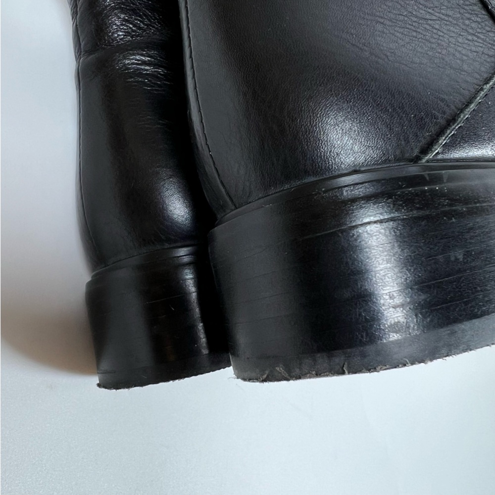 Balidoner Black Leather Studded & Ankle Buckle Black Leather Ankle Boots Size 38 - Picture 10 of 16